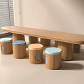 Wooden Oval Shaped Kids Table With Colorful Round Stools For Children's Room
