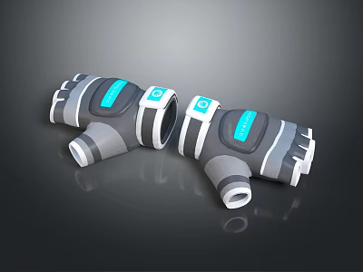 Gray And White Industrial Pipe Fittings With Blue Q Logo Design Features 3d model