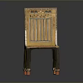 Egyptian Style Single Chair Featuring Striped Decorative Backrest And Animal Claw Legs With Orange Feet