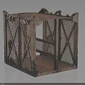 Rusty Metal Cage Equipment With Chains And Mesh Structure For Industrial Use 3d model