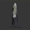 Traditional Japanese Kimono With Intricate Floral Pattern And Dark Gradient Skirt On Mannequin