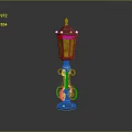 Classical Decorative Lamp Post Featuring Golden Accents Carved Base And Lantern Top