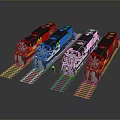 Toy Train Models With Black And Orange Design On Tracks And Small Figures
