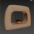 Modern Light Colored Fireplace With Flames And Stylish Frame Design 3d model