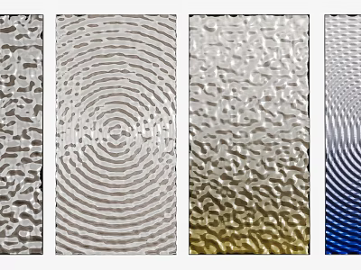 Textured Ceiling Panels With Various Patterns And Metallic Color Finishes 3d model