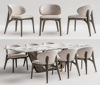 Modern Dining Table and Chair Combination 3d model