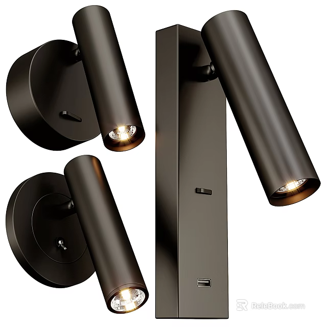 Modern Black Wall Lamp With USB Port And Wall Mounted Lighting Design 3d model 