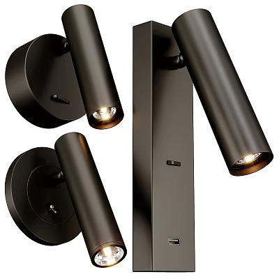 Modern Black Wall Lamp With USB Port And Wall Mounted Lighting Design 3d model