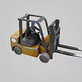 Yellow Industrial Forklift With Operator And Number 1 For Material Handling 3d model