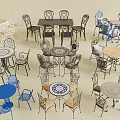 Diverse Table And Chair Sets Showcasing Assorted Styles Colors And Designs 3d model