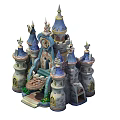 Ancient Architecture Castle Featuring Multiple Towers Spires And Ornate Stone Design 3d model