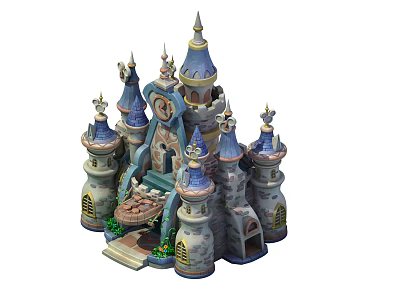 European-style castle cartoon castle 3d model