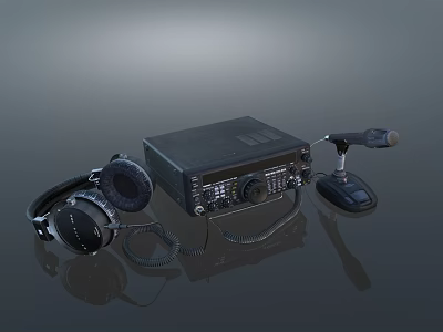Professional Industrial Communication Equipment Featuring Radio Transceiver Headphones And Microphone 3d model