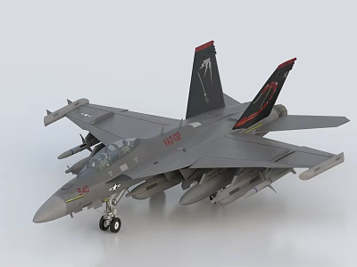 Gray Fighter Jet Model With Red Tail Pattern Number 1052 Mounted Weapons Landing Gear Down 3d model
