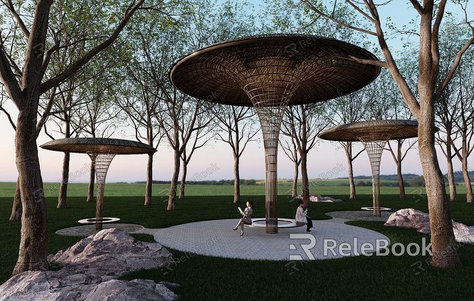 Modern Special-Shaped Landscape Corridor Homestay Bamboo Weaving Long Pavilion Structure Ecological Village model