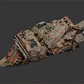 Pile Of Broken Construction Bricks And Rubble With Red Gray Stones