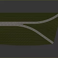 Green Grass Covered Ground With Curved White Roads Forming Cross Structure Design
