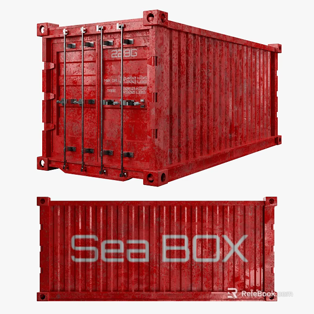 Household Items Storage Solution with Red Sea BOX Container and Sturdy Metal Build 3d model 