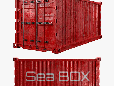 Household Items Storage Solution with Red Sea BOX Container and Sturdy Metal Build 3d model