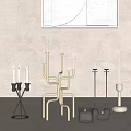 Modern Minimalist Candle Holders With Multiple Branches Varying Heights And Metallic Tones