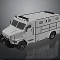 White Military Armored Vehicle with Roof Emergency Lights and Sturdy Design