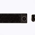 Sleek Black Wireless Computer Keyboard and Mouse with Standard Keys and Circular Right Touchpad 3d model