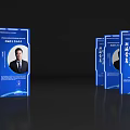 Blue Directional Signage With Portrait Photos And Text In Modern Design