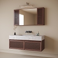 Retro Style Hanging Bathroom Cabinet Bathroom Cabinet Washstand Mirror Cabinet 3d model