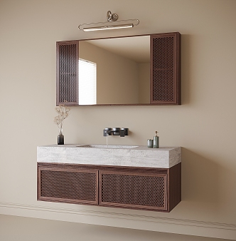 Retro Style Hanging Bathroom Cabinet Bathroom Cabinet Washstand Mirror Cabinet 3d model