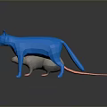 Gray Rat and Blue Cat 3D Models on Dark Background with Reflection