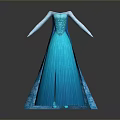 Elegant Blue Formal Gown with Long Sleeves and Pleated Flowing Design