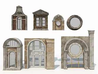 windows retro windows wall european doors and windows 3d model