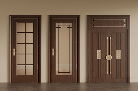 New Chinese style sliding door single door 3d model