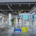 Modern Stylish Clothing Store Interior With Mannequins Display Racks Potted Plant And Lighting