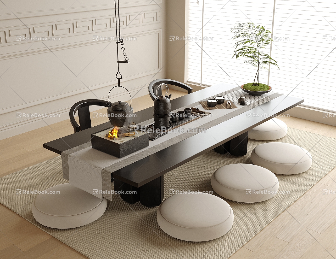 Modern Tatami Tea Table and Chair Tea Set Tea Table model