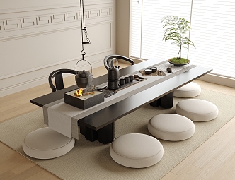 Modern Tatami Tea Table and Chair Tea Set Tea Table 3d model