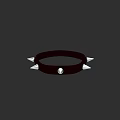 Black Leather Collar With Silver Spikes And Central Decorative Stud 3d model