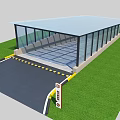 Roadway Facilities With Glass Roof Structure Underground Passage Signs And Green Grass