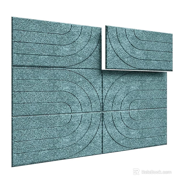Modern Teal Textured Background Wall Design With Curved Lines And Geometric Patterns 3d model