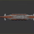 3D Rendered Warship Model Gray Red Body Multiple Decks And Reflection