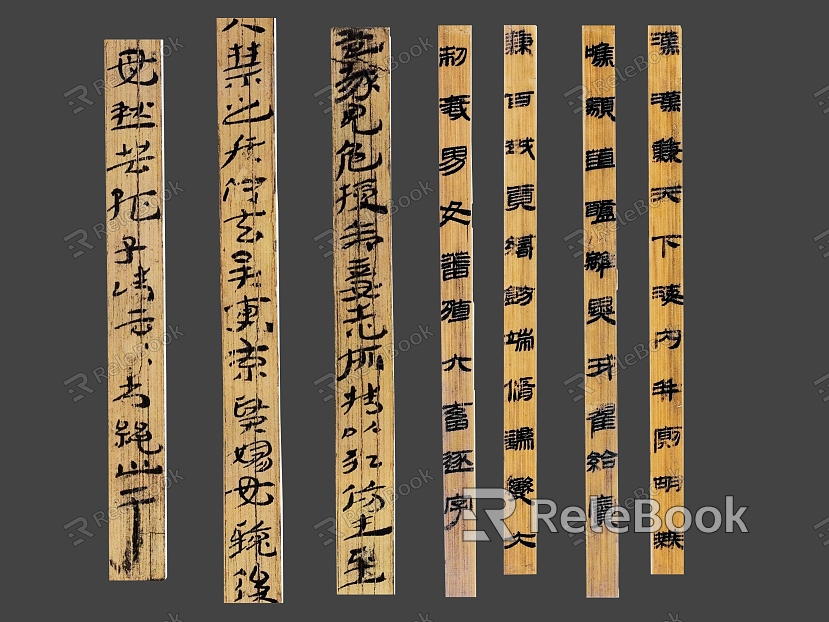 Bamboo Slips Book Slips Ancient Books Bamboo Pieces Bamboo Ancient Characters Oracle Bone inscriptions Bamboo Pieces Antiquities Book Characters model