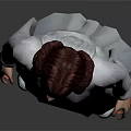 Detailed Game and Movie Character Model With Red Hair In White Long Dress Standing