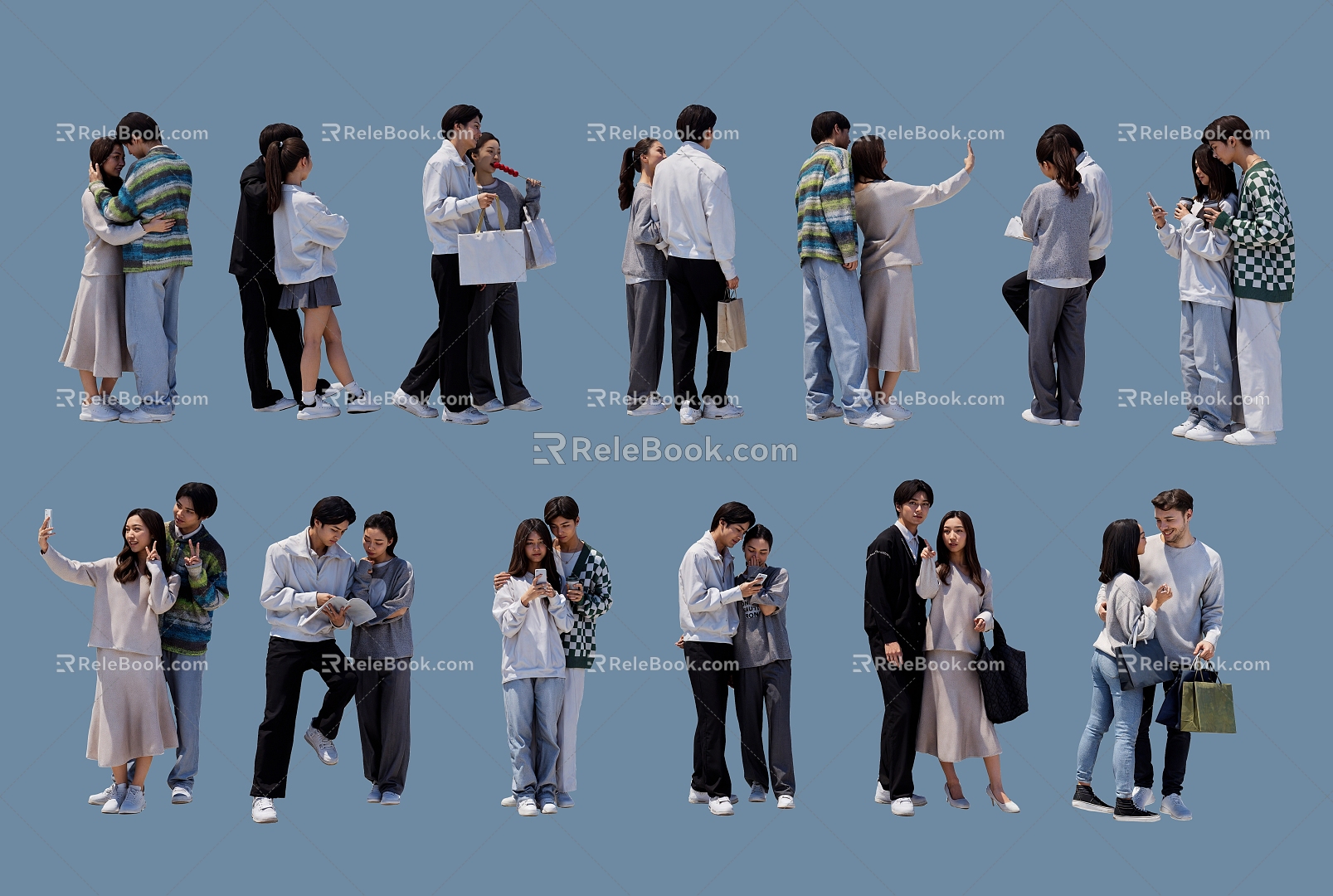 Many people couple group people 3d model