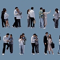 Many people couple group people 3d model