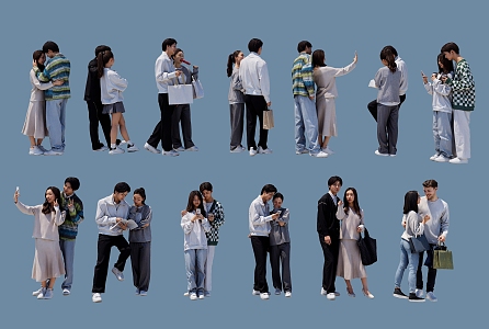 Many people couple group people 3d model