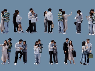 Many people couple group people 3d model