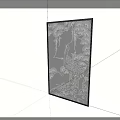 Traditional Decorative Line Drawings Including Cranes And Pine Branches
