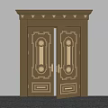 Elegant Classical Wooden Double Doors With Ornate Carved Patterns And Glass Panels