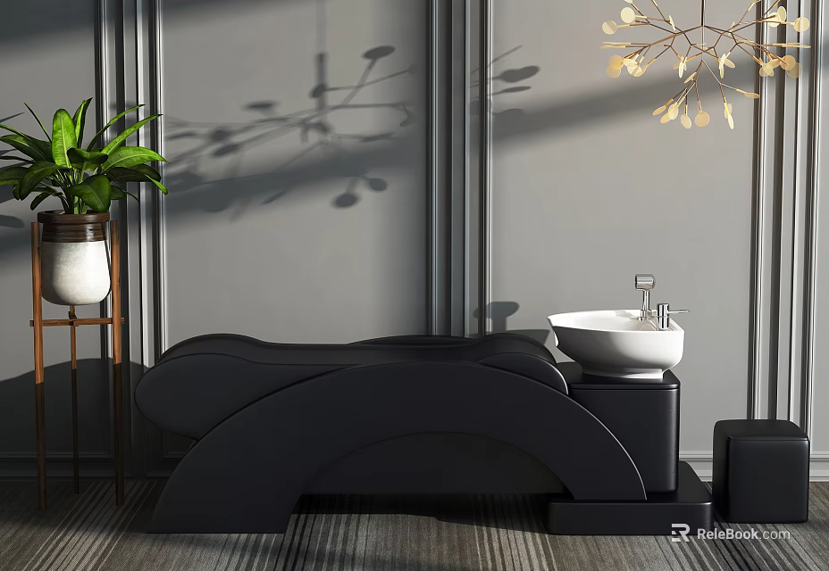 Black Modern Massage Chair With Curved Design And Luxury Interior Decor Elements 3d model 