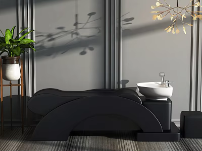 Black Modern Massage Chair With Curved Design And Luxury Interior Decor Elements 3d model